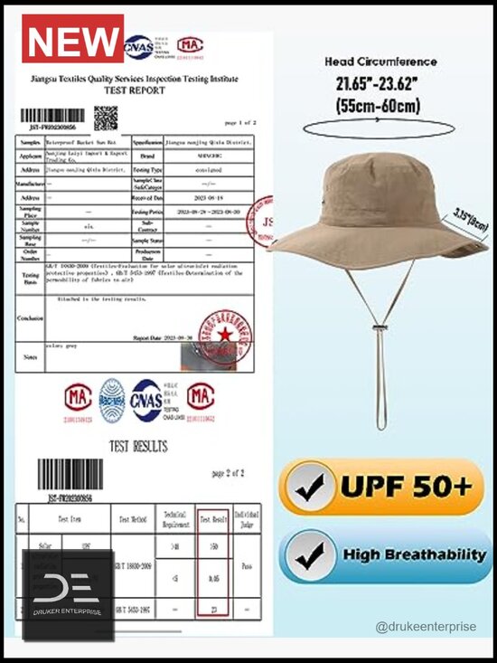 Waterproof Bucket Rain Hat UPF50+ Wide Brim Sun Hat Foldable Floppy Beach Hat main image 4